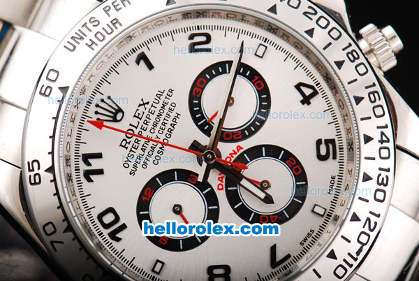 Rolex Daytona II Automatic Movement Silver Case with White Dial and Black Numeral Marker-SS Strap - Click Image to Close